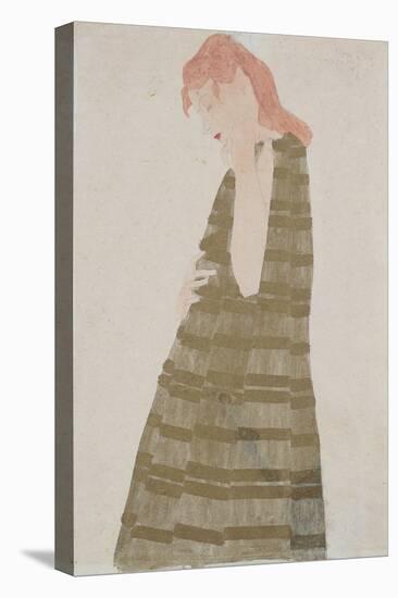 Standing Woman in a Golden Dress-Egon Schiele-Stretched Canvas