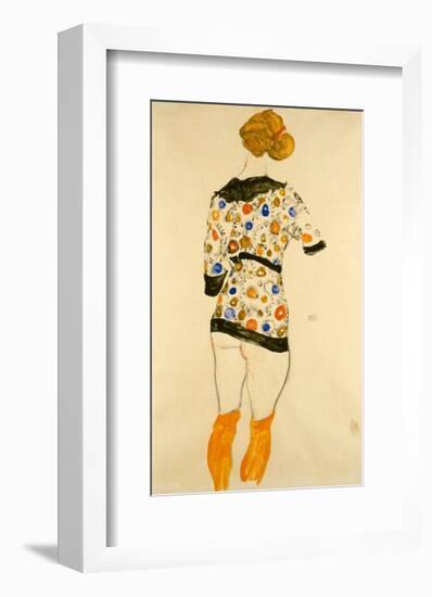 Standing Woman in a Patterned Blouse-Egon Schiele-Framed Giclee Print