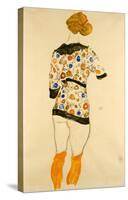 Standing Woman in a Patterned Blouse-Egon Schiele-Stretched Canvas