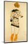 Standing Woman in a Patterned Blouse-Egon Schiele-Mounted Art Print
