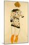 Standing Woman in a Patterned Blouse-Egon Schiele-Mounted Art Print