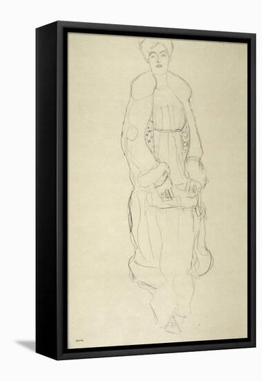 Standing Woman in Coat 2-Gustav Klimt-Framed Stretched Canvas