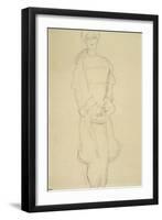 Standing Woman in Coat-Gustav Klimt-Framed Giclee Print