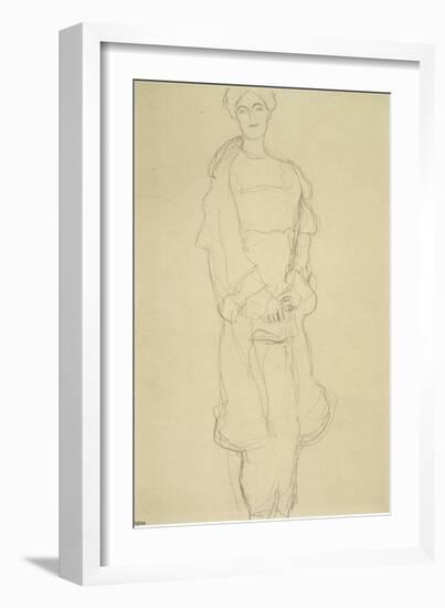 Standing Woman in Coat-Gustav Klimt-Framed Giclee Print