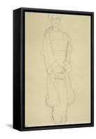 Standing Woman in Coat-Gustav Klimt-Framed Stretched Canvas