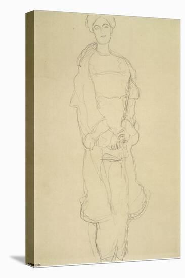 Standing Woman in Coat-Gustav Klimt-Stretched Canvas