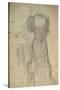 Standing Woman Leaning on a Chair-Gustav Klimt-Stretched Canvas
