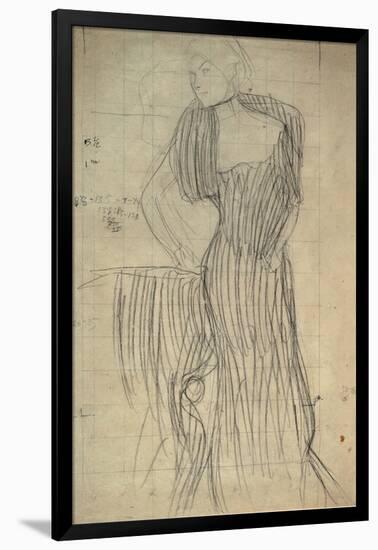 Standing Woman Leaning on a Chair-Gustav Klimt-Framed Giclee Print