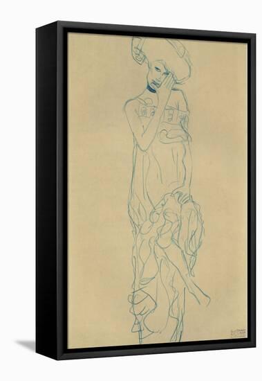 Standing Woman with Left Leg Raised-Gustav Klimt-Framed Stretched Canvas