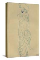 Standing Woman with Left Leg Raised-Gustav Klimt-Stretched Canvas