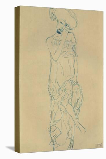 Standing Woman with Left Leg Raised-Gustav Klimt-Stretched Canvas