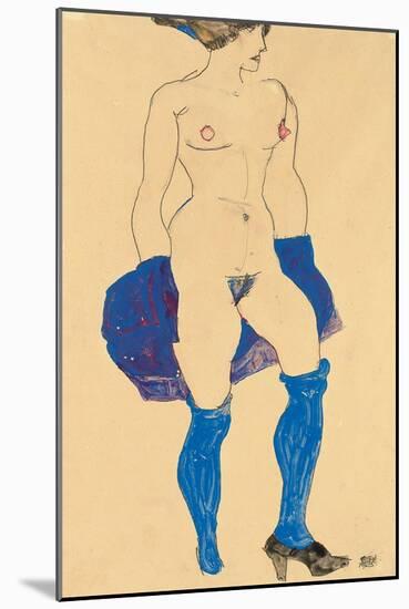 Standing Woman with Shoes and Stockings, 1913-Egon Schiele-Mounted Giclee Print