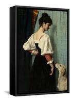 Standing Young Italian Woman, Looking Down at the Dog-Puck-Framed Stretched Canvas