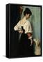 Standing Young Italian Woman, Looking Down at the Dog-Puck-Framed Stretched Canvas