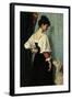 Standing Young Italian Woman, Looking Down at the Dog-Puck-Framed Art Print