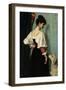 Standing Young Italian Woman, Looking Down at the Dog-Puck-Framed Art Print