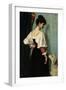 Standing Young Italian Woman, Looking Down at the Dog-Puck-Framed Art Print