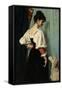 Standing Young Italian Woman, Looking Down at the Dog-Puck-Framed Stretched Canvas