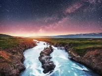 Fantastic Views of the Landscape. Starry Sky and the Milky Way. Iceland.-standret-Photographic Print