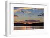 Standup Paddleboarder Silhouetted by Sunset, Whitefish Lake, Montana-Chuck Haney-Framed Photographic Print