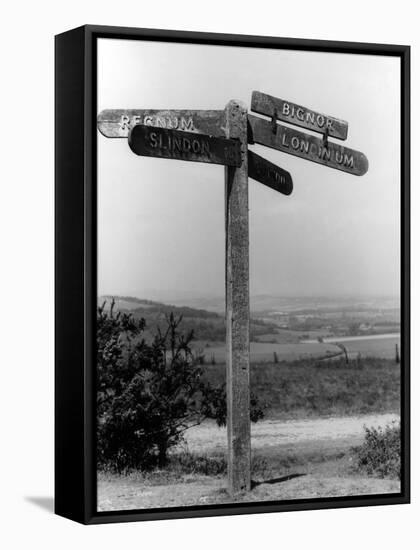 Stane Street Signpost-null-Framed Stretched Canvas