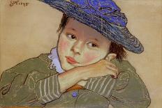 Girl in a Blue Hat, 1895 (Pastel on Paper)-Stanislaw Wyspianski-Giclee Print