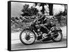 Stanley Woods on Moto Guzzi in 1935 Isle of Man, Senior TT Race-null-Framed Stretched Canvas