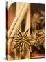 Star Anise and Cinnamon Sticks in Wooden Bowl-null-Stretched Canvas