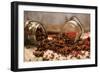 Star Anise and Red Pepper Corns around a Rustic Mason Jar-Alastair Macpherson-Framed Photographic Print