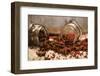 Star Anise and Red Pepper Corns around a Rustic Mason Jar-Alastair Macpherson-Framed Photographic Print