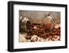 Star Anise and Red Pepper Corns around a Rustic Mason Jar-Alastair Macpherson-Framed Photographic Print