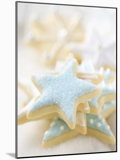 Star Biscuits with Blue and White Icing-null-Mounted Photographic Print