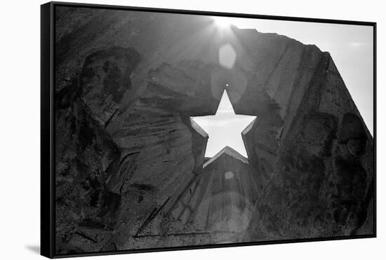 Star Cut Into Statue Budapest Hungary-null-Framed Stretched Canvas