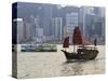 Star Ferry and Chinese Junk Boat on Victoria Harbour, Hong Kong, China, Asia-Amanda Hall-Stretched Canvas