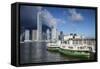 Star Ferry and Hong Kong Island Skyline, Hong Kong-Ian Trower-Framed Stretched Canvas