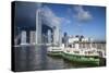 Star Ferry and Hong Kong Island Skyline, Hong Kong-Ian Trower-Stretched Canvas