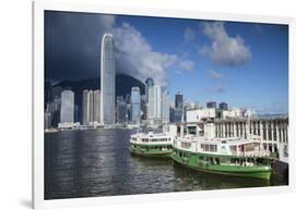 Star Ferry and Hong Kong Island Skyline, Hong Kong-Ian Trower-Framed Photographic Print