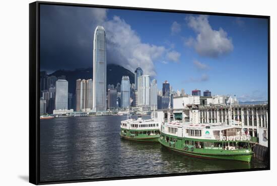 Star Ferry and Hong Kong Island Skyline, Hong Kong-Ian Trower-Framed Stretched Canvas