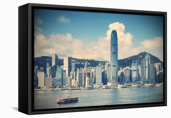 Star Ferry and Hong Kong Island Skyline, Hong Kong-Ian Trower-Framed Stretched Canvas