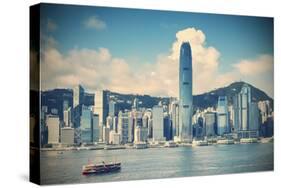 Star Ferry and Hong Kong Island Skyline, Hong Kong-Ian Trower-Stretched Canvas