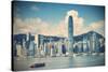 Star Ferry and Hong Kong Island Skyline, Hong Kong-Ian Trower-Stretched Canvas