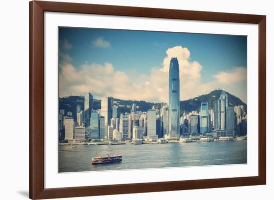 Star Ferry and Hong Kong Island Skyline, Hong Kong-Ian Trower-Framed Photographic Print