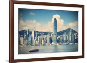 Star Ferry and Hong Kong Island Skyline, Hong Kong-Ian Trower-Framed Photographic Print