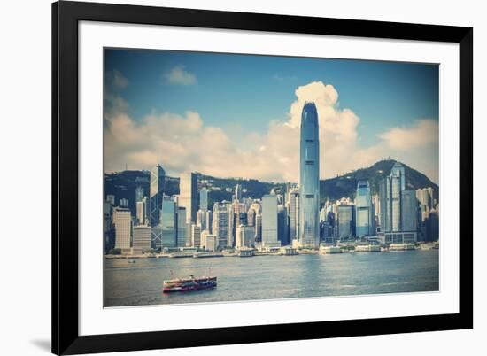 Star Ferry and Hong Kong Island Skyline, Hong Kong-Ian Trower-Framed Photographic Print