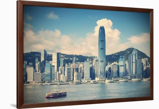 Star Ferry and Hong Kong Island Skyline, Hong Kong-Ian Trower-Framed Photographic Print