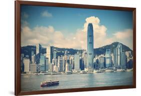 Star Ferry and Hong Kong Island Skyline, Hong Kong-Ian Trower-Framed Photographic Print