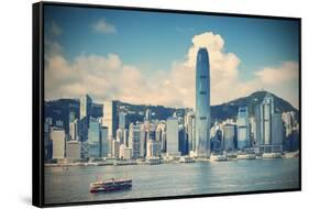 Star Ferry and Hong Kong Island Skyline, Hong Kong-Ian Trower-Framed Stretched Canvas