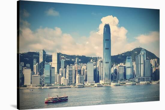 Star Ferry and Hong Kong Island Skyline, Hong Kong-Ian Trower-Stretched Canvas