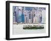 Star Ferry Crosses Victoria Harbour with Hong Kong Island Skyline Behind, Hong Kong, China, Asia-Amanda Hall-Framed Photographic Print