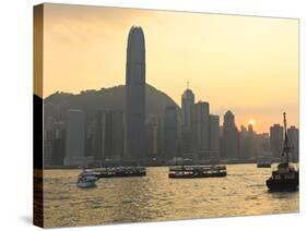 Star Ferry Crossing Victoria Harbour Towards Hong Kong Island, Hong Kong, China, Asia-Amanda Hall-Stretched Canvas